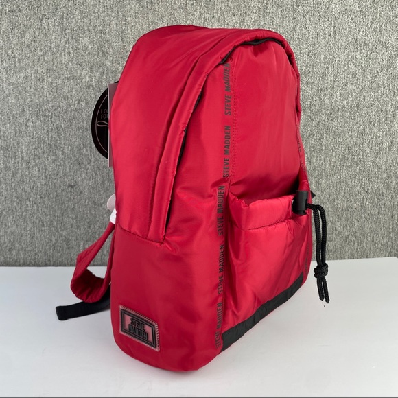 Steve Madden Women’s Crimson Red Perth Nylon Backpack With Accessory Pouch NWT - Picture 4 of 12